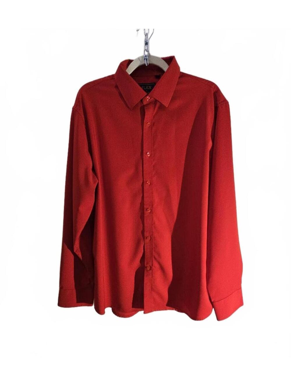 Flex Red Long Sleeve Button-Up Shirt Size L